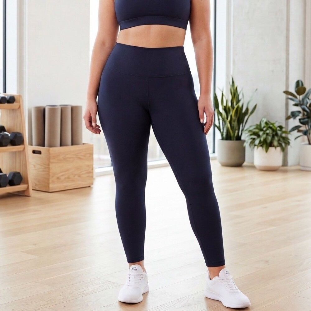 Felina Womens High Waisted Black Leggings Soft Athletic Yoga Pants C6355 L/XL